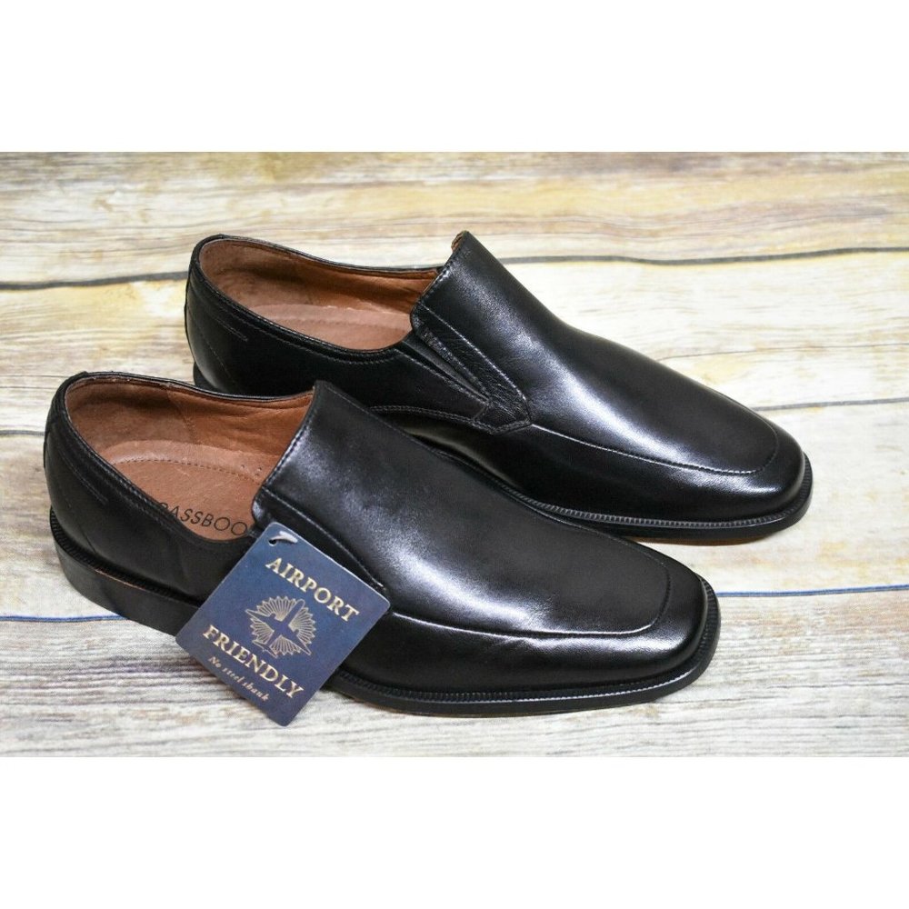 New Mens Brass Boot Black Leather Loafers Evan 7‎ M